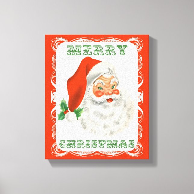 Frohe Weihnachten Vintag Retro Santa Claus Leinwanddruck (Vorderseite)