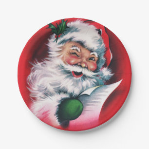 Frohe Weihnachten, Vintag, Retro, Weihnachtsmann, Pappteller