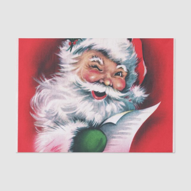 Frohe Weihnachten, Vintag, Retro, Weihnachtsmann,  Seidenpapier (Vorderseite)