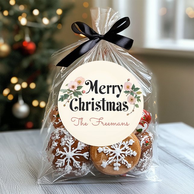 Frohe Weihnachten Vintag Runder Aufkleber (Vintage Christmas Sticker)