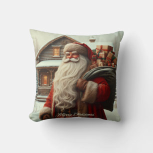 Frohe Weihnachten Vintag Santa Kissen