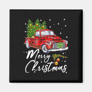 Frohe Weihnachten Vintag Wagon Red Truck Pajama Fa Magnet