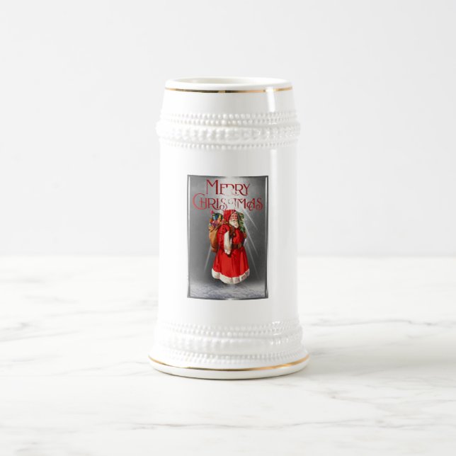 Frohe Weihnachten Vintag Weihnachtsdesign Bierglas (Mittel)