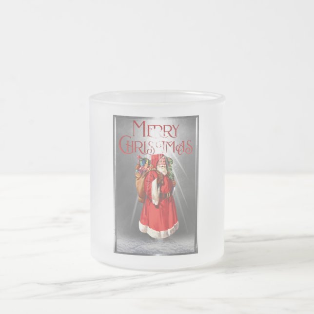 Frohe Weihnachten Vintag Weihnachtsdesign Mattglastasse (Mittel)