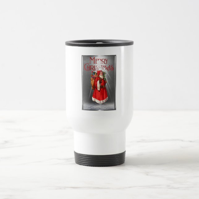 Frohe Weihnachten Vintag Weihnachtsdesign Reisebecher (Mittel)