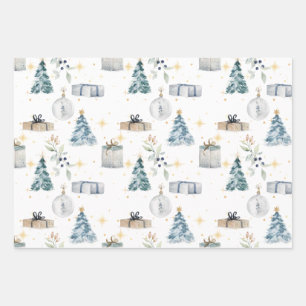 Frohe Weihnachten Vintage Aquarellmönche Geschenkpapier Set