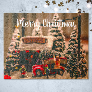Frohe Weihnachten Vintage Baum Geschäft Roter LKW