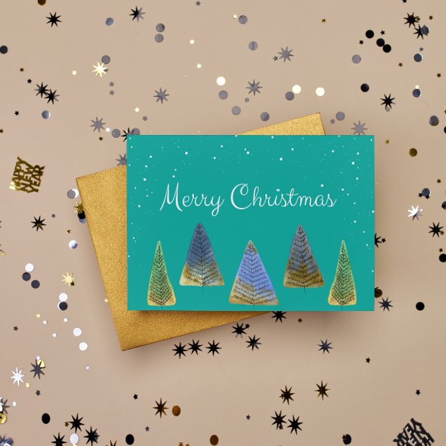 Frohe Weihnachten Vintage Bäume Feiertage Postkart (Von Creator hochgeladen)