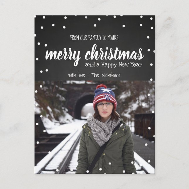 Frohe Weihnachten Vintage Chalkboard | Foto (Vorderseite)