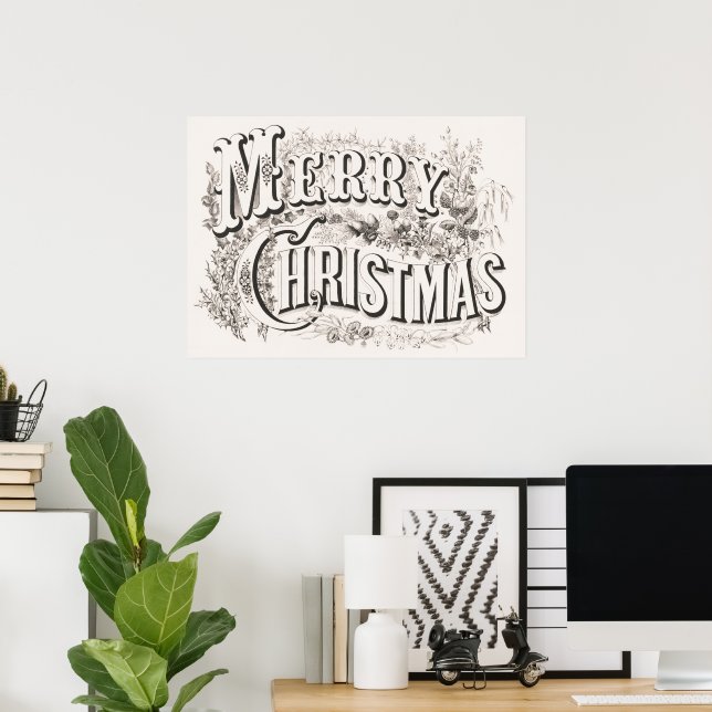 Frohe Weihnachten, Vintage Currier & Ives (Bericht Poster (Heimbüro)