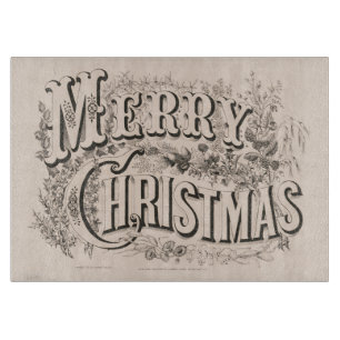 Frohe Weihnachten, Vintage Currier & Ives Druck Schneidebrett