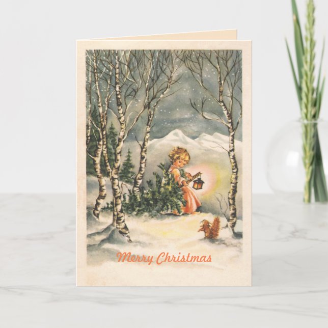 Frohe Weihnachten Vintage Custom Grußkarte (Vorderseite)