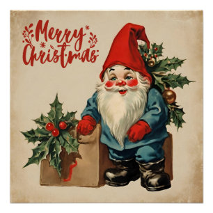 Frohe Weihnachten Vintage Gnom  Poster