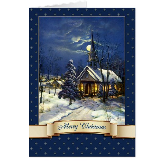 Frohe Weihnachten. Vintage Kirchen-Gruß-Karten Karte