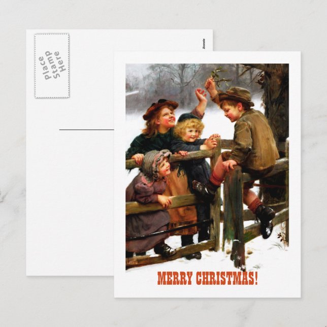 Frohe Weihnachten.Vintage Kunst Feiertagspostkarte (Vorne/Hinten)