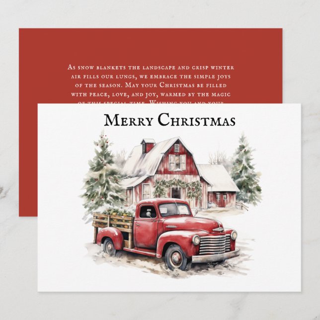 Frohe Weihnachten Vintage LKW-Schneebäume (Vorne/Hinten)