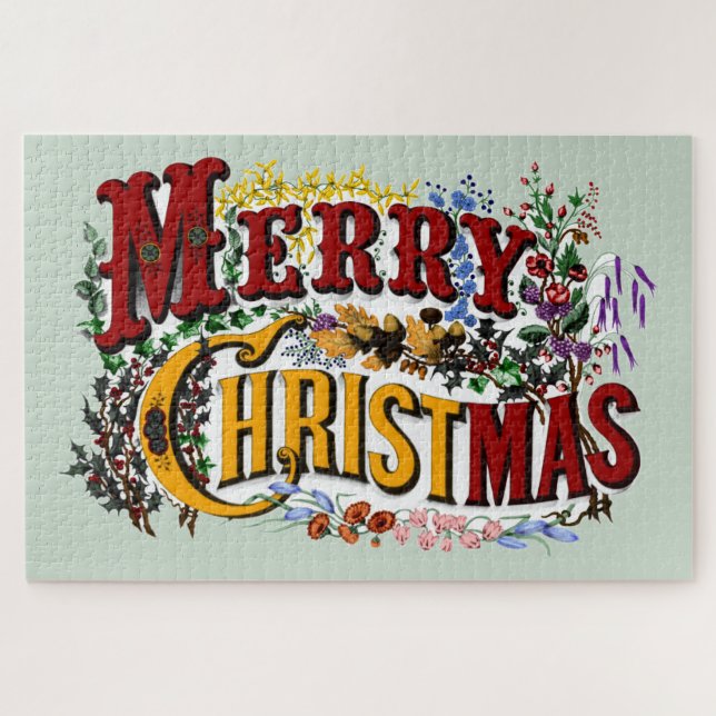 Frohe Weihnachten Vintage Postkarte (Horizontal)