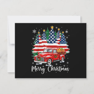 Frohe Weihnachten Vintage roter LKW US-Flagge Baum Save The Date