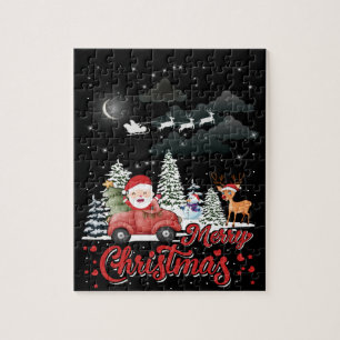 Frohe Weihnachten Vintage roter Santa-LKW-Geschenk