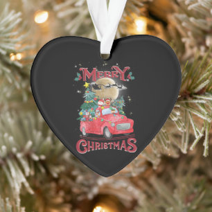 Frohe Weihnachten Vintage roter Santa-LKW Ornament