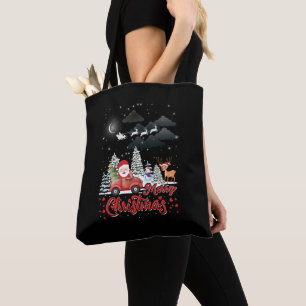 Frohe Weihnachten Vintage roter Weihnachtsmann LKW Tasche