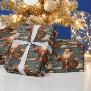 Frohe Weihnachten Vintage Santa Geschenkpapier