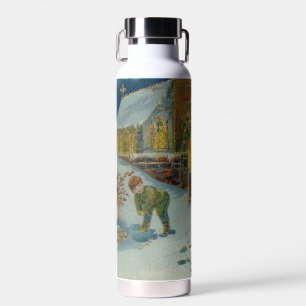 Frohe Weihnachten - Vintage Schneeballkampf Postka Trinkflasche