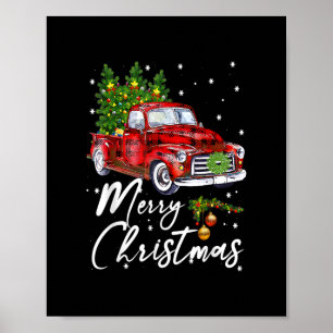 Frohe Weihnachten Vintage Wagon Roter LKW Baum Paj Poster