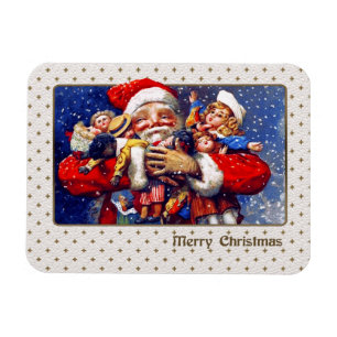 Frohe Weihnachten. Vintage Weihnachtsmann Magnet