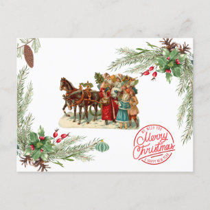Frohe Weihnachten Vintage-Weihnachtsmann und Kiefe