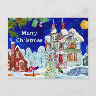 Frohe Weihnachten Vintage Winterstadt Illustration