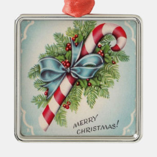 Frohe Weihnachten Vintage Zuckerrohr Ornament Aus Metall