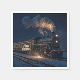 Frohe Weihnachten Vintage-Zug im Schnee Serviette
