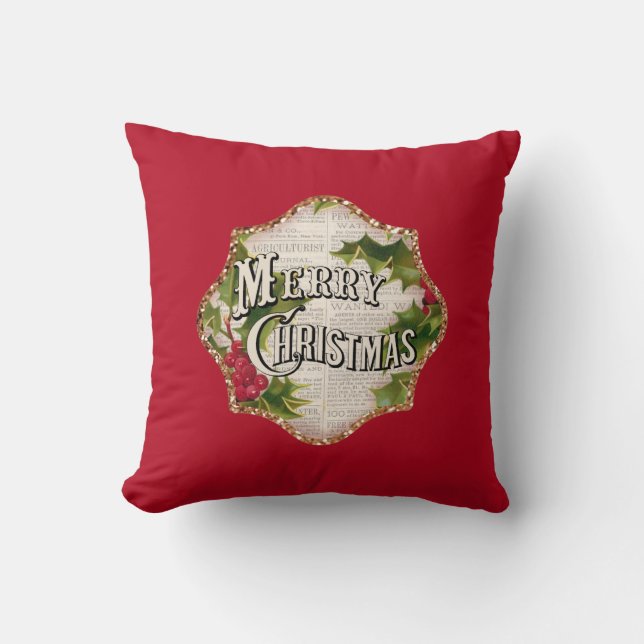 Frohe Weihnachten Vintager Feiertag Kissen (Vorderseite)