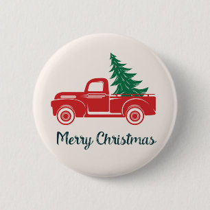 Frohe Weihnachten   VINTAGER LIEFERWAGEN Button