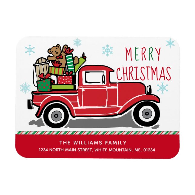 Frohe Weihnachten Vintager Lkw-Urlaub-Bewegung Magnet (Horizontal)