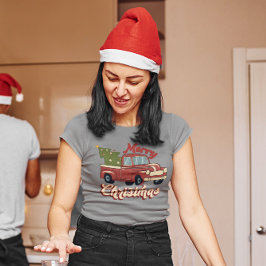 Frohe Weihnachten Vintager Red Truck T-Shirt