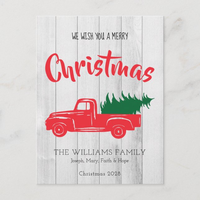 Frohe Weihnachten Vintager Truck Tree Holiday (Vorderseite)