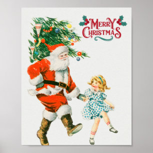 Frohe Weihnachten Vintager Weihnachtsfeiertag Poster