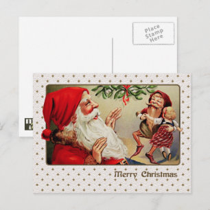 Frohe Weihnachten. Vintager Weihnachtsmann Feiertagspostkarte