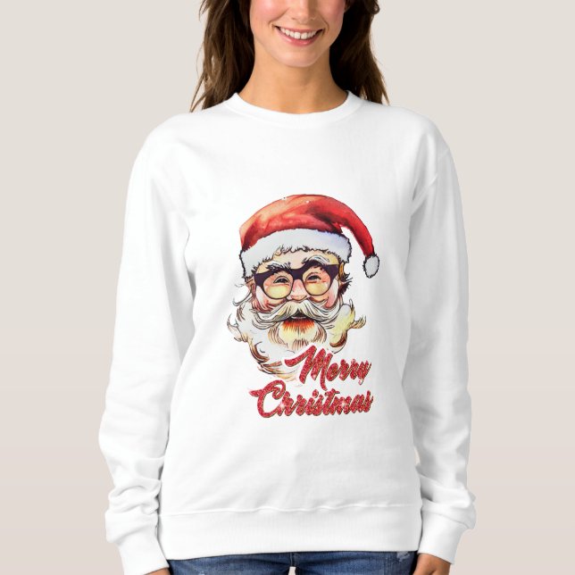 Frohe Weihnachten Vintager Weihnachtsmann Sweatshirt (Vorderseite)