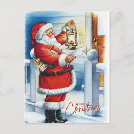 Frohe Weihnachten Vintager Weihnachtsmann vor der