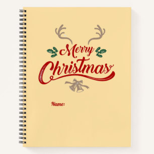 Frohe Weihnachten Vintages Design Rot und Grün Notizbuch