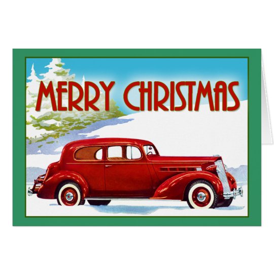 Frohe Weihnachten - Vintages Packard 1938 Karte