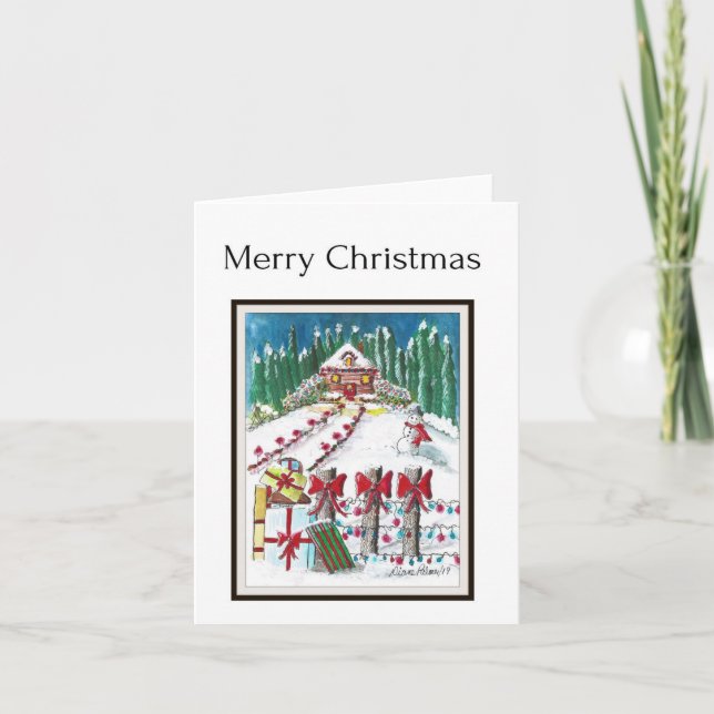 Frohe Weihnachten, Volkskunst, Weihnachtslandschaf Karte (Vorderseite)
