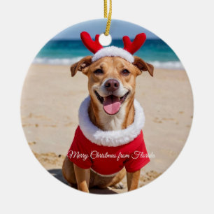 Frohe Weihnachten vom Florida-Strand Keramik Ornament