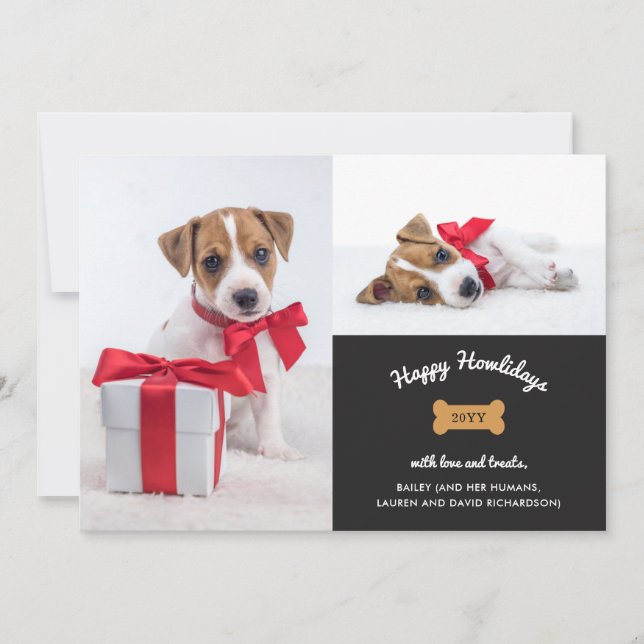 Frohe Weihnachten vom Hund | Charcoal Foto Grid (Vorderseite)