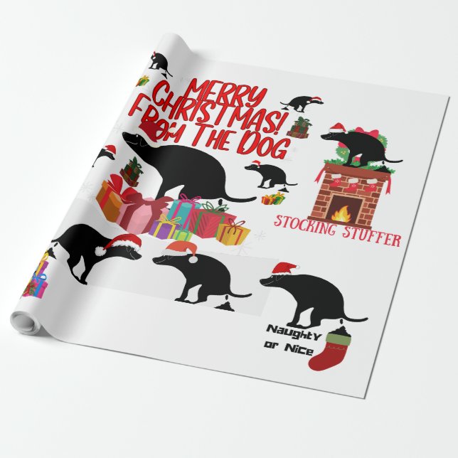 Frohe Weihnachten vom Hund Geschenkpapier (Ungerollt)
