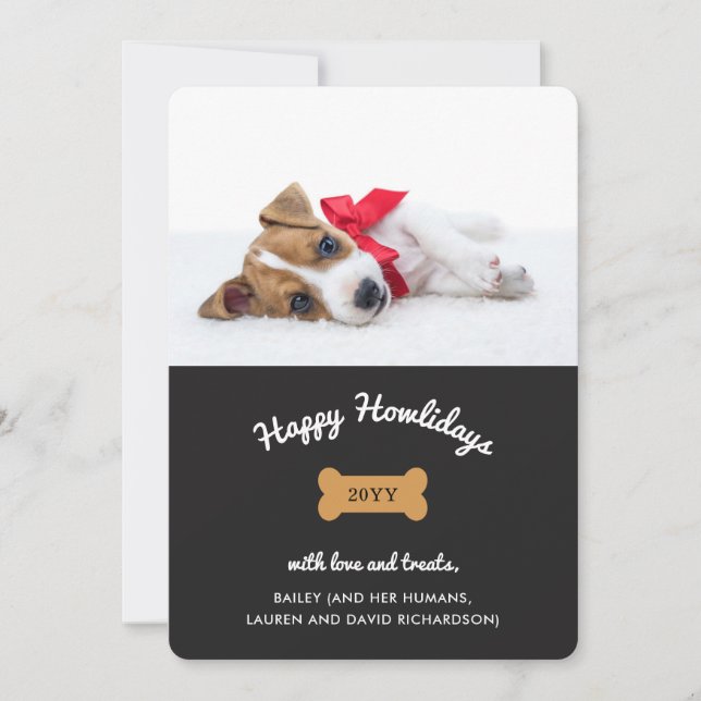 Frohe Weihnachten vom Hund | Kohle mit Foto (Vorderseite)