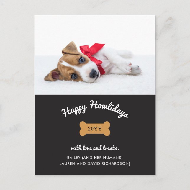 Frohe Weihnachten vom Hund | Kohle mit Foto (Vorderseite)